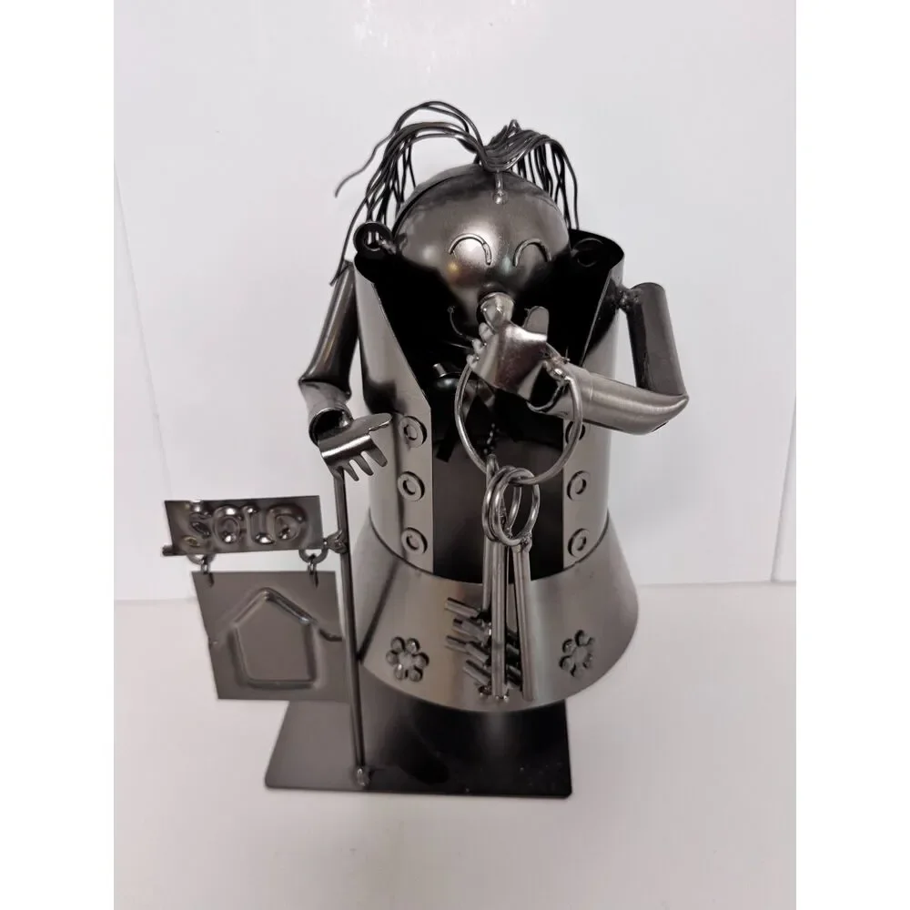 New Metal Real Estate Agent Wine Bottle Holder Novelty Desk Figurine Gift
